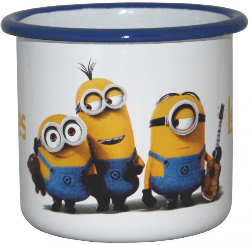 Hrnek 8 cm 0,37 lt Mimoni modrý okraj