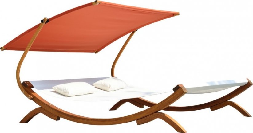 Luxusné ležadlo pre 2 osoby s polohovateľnou strechou GREENLEAF, červená - terakota