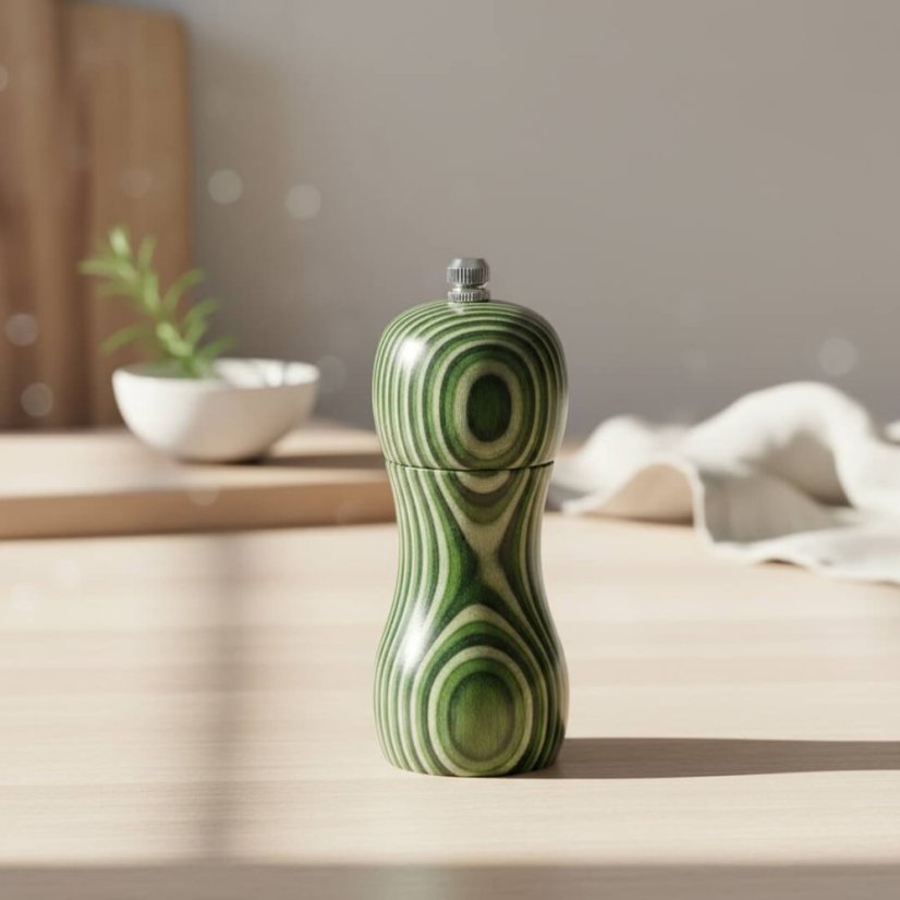 Mlýnek na pepř/sůl 12 cm dřevěný zelený