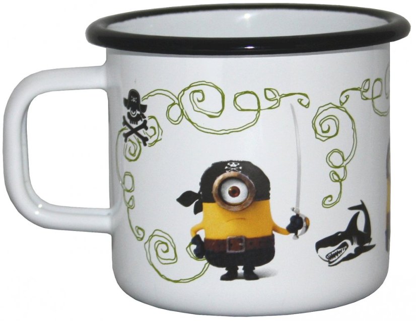 Hrnček 8cm 0,37lt Mimoni čierny okraj