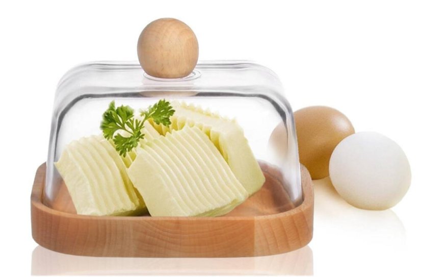 Dóza na maslo drevo + sklo Dóza na maslo drevo + sklo