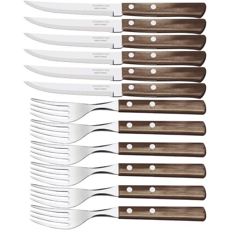 CHURRASCO příbor steakový 12 ks tmavé dřevo