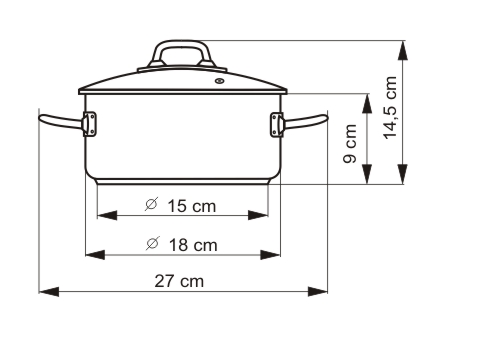 PROFESSIONAL kastrol s poklicí 18 cm 2,0 lt nerez