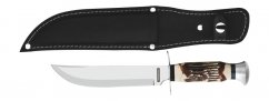 Lovecký nôž 15 cm v čiernom puzdre s pútkom
