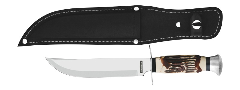 Lovecký nôž 12,5 cm v čiernom puzdre s pútkom