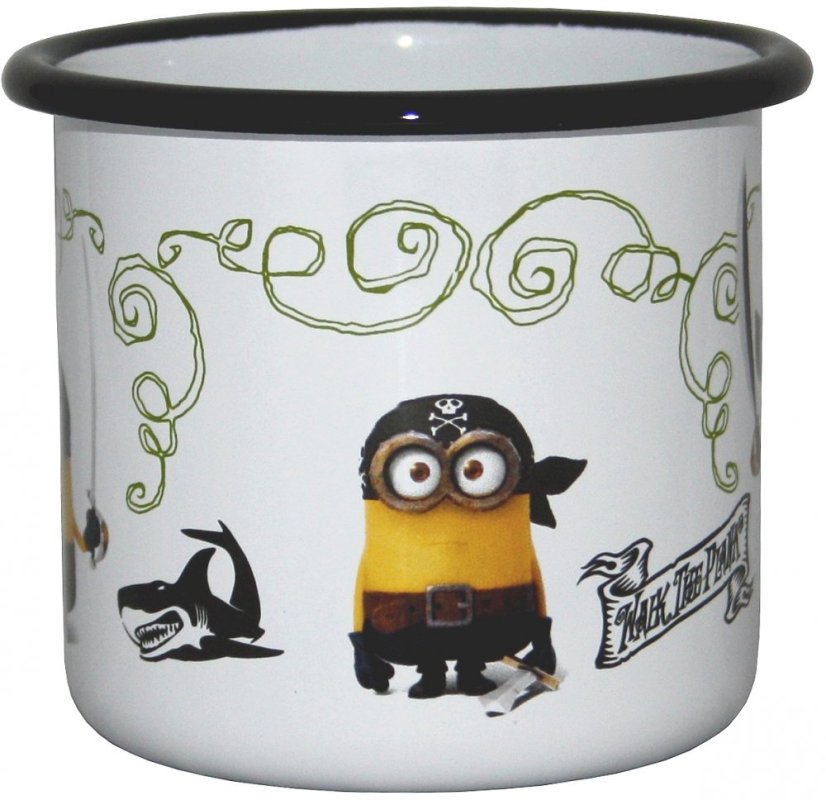 Hrnček 8cm 0,37lt Mimoni čierny okraj