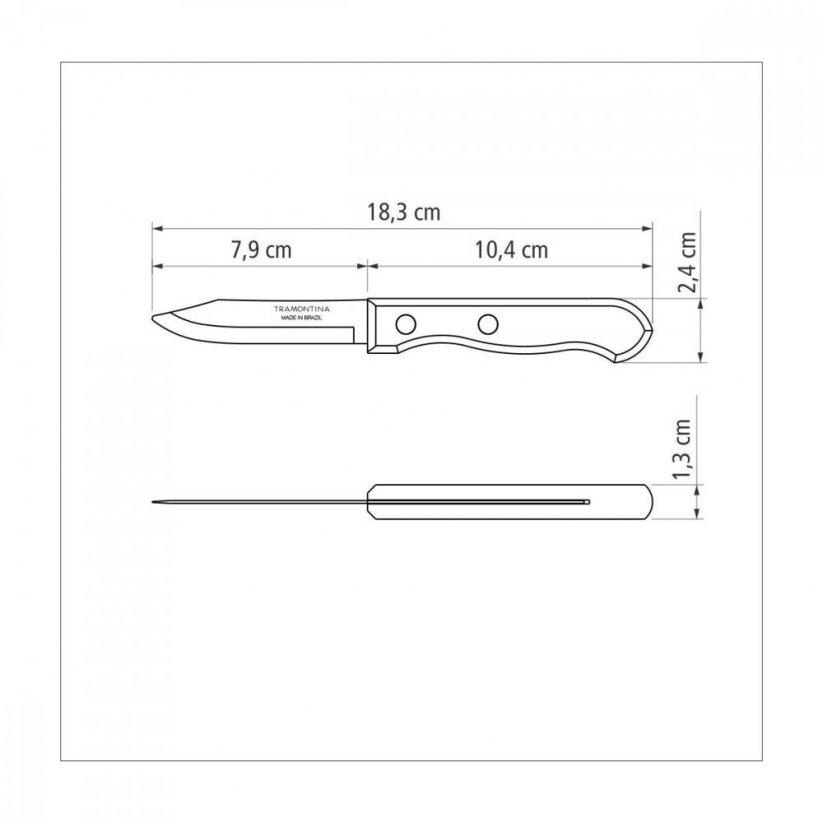 Dynamic univerzálny kuchynský nôž  na ovocie/zeleninu 7,5 cm prírodné drevo