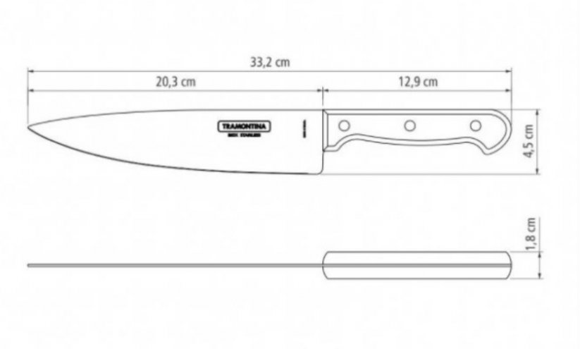 Kuchynský nôž Polywood univerzálny 20 cm hnedý