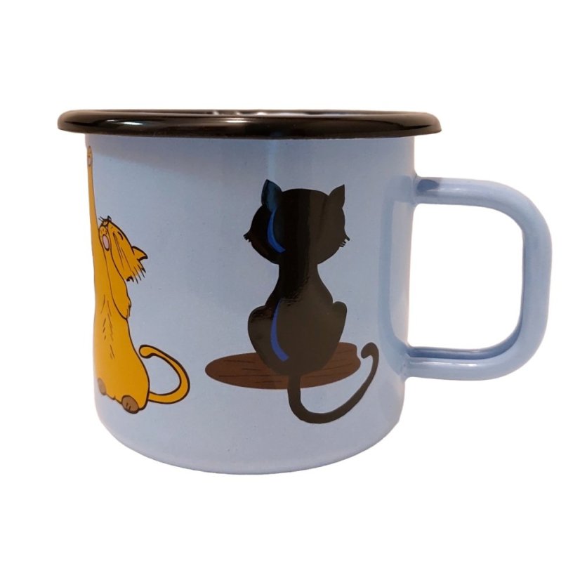 Hrnček 8cm 0,4lt modrý, motív mačky