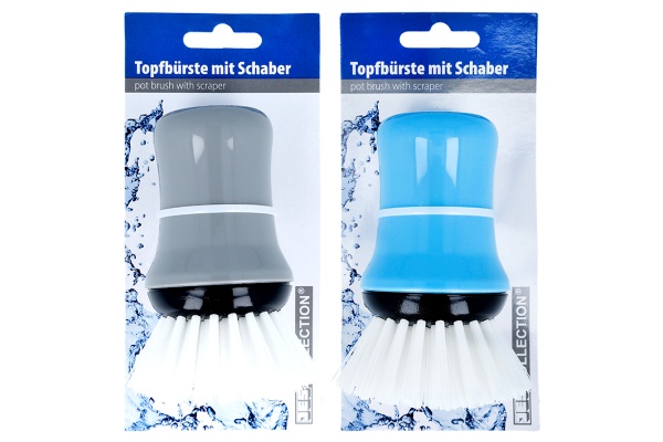 Kartáč na hrnce se škrabkou 7x10 cm