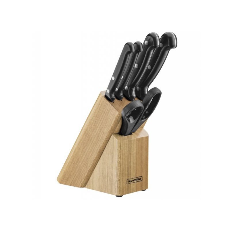 ULTRACORTE sada kuchyňských nožů s nůžkami v dřevěném stojanu 6 ks černé