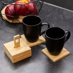 Podložka pod poháre bambus, sada 6 kusov s stojane