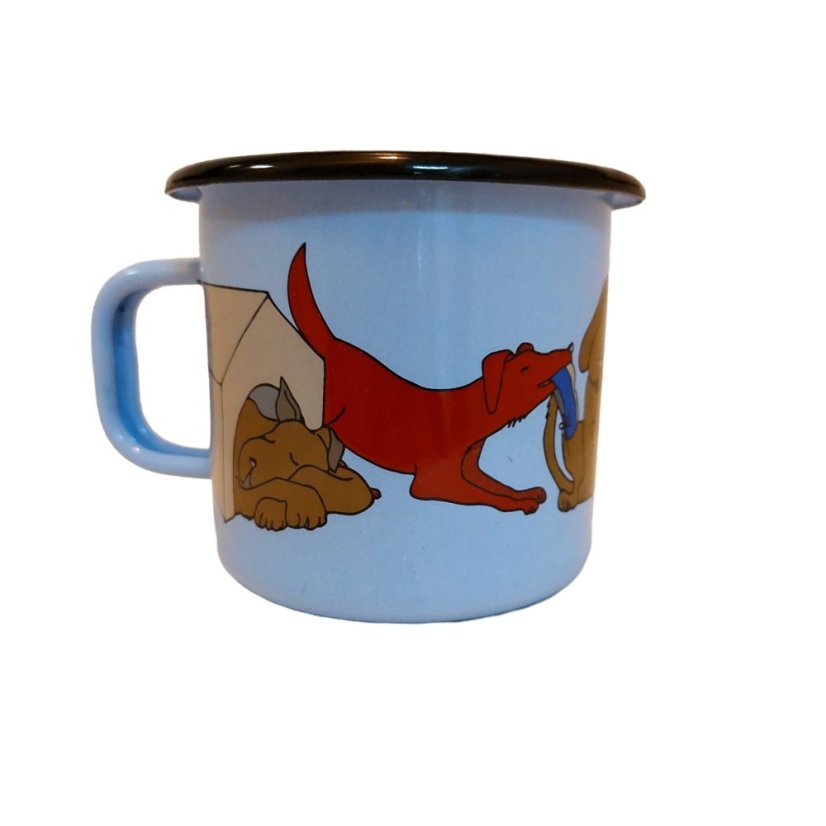 Hrnek 8 cm 0,4 lt modrý, motiv psíkov