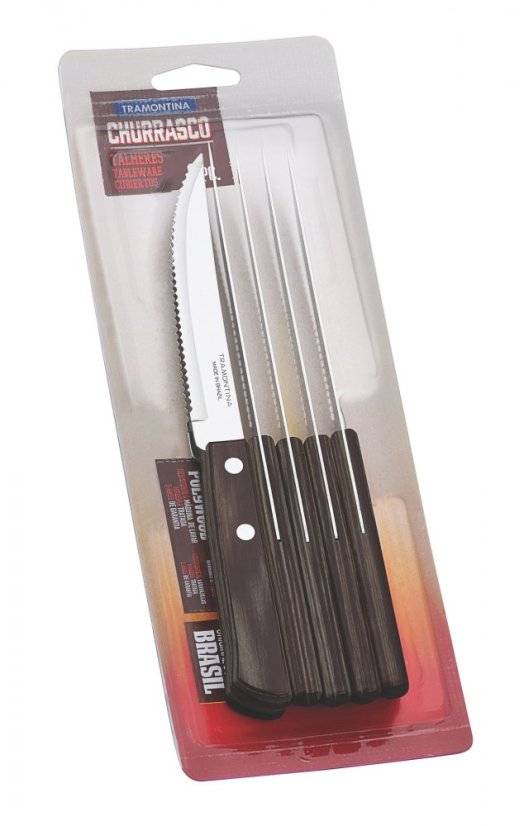 CHURRASCO nôž steakový 6ks 12cm tmavé drevo, TRAMONTINA