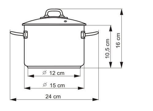 PROFESSIONAL hrniec s pokrievkou 15 cm 1,5 l nerez