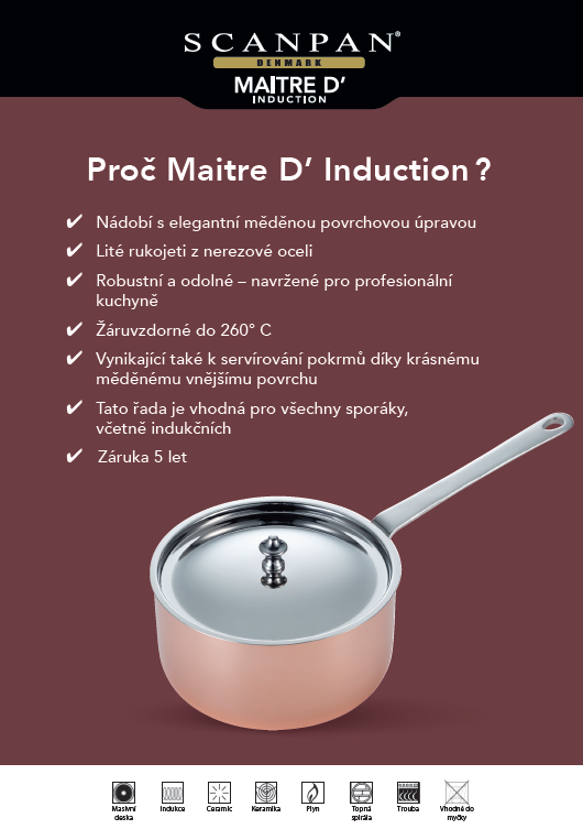 Hluboká pánev 24 cm měď Maitre