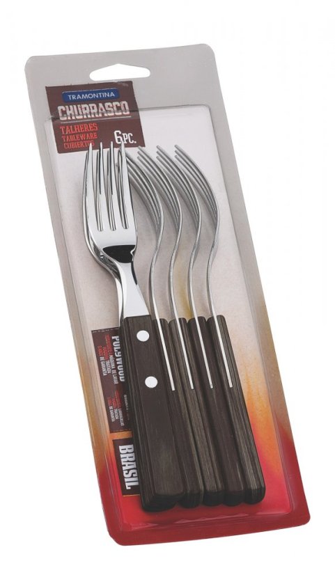 CHURRASCO vidlička steaková 6 ks tmavé dřevo CHURRASCO vidlička steaková 6 ks tmavé dřevo