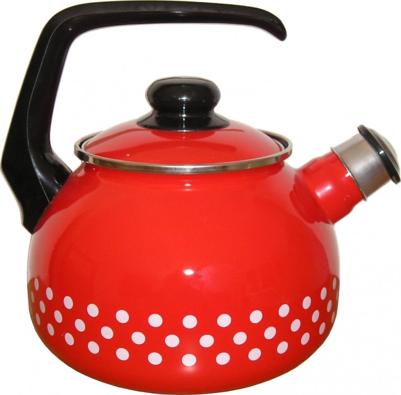 Čajník červený, puntík 20 cm 2 lt