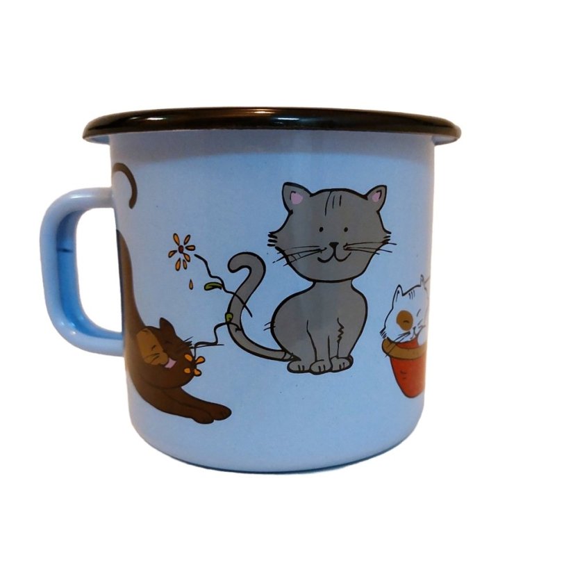 Hrnček 8cm 0,4lt modrý, motív mačky